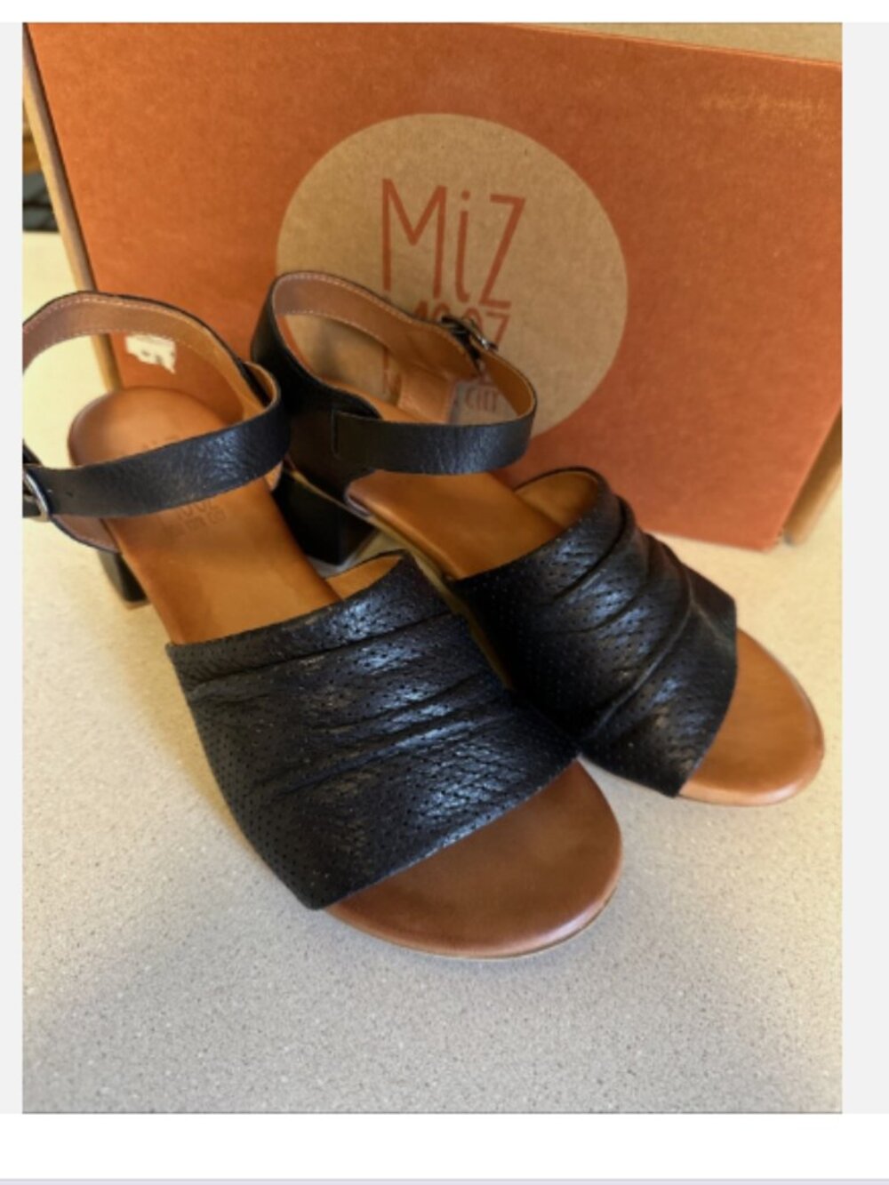 Miz Mooz Leather Ankle Strap Heeld Sandals-Rainie-Black-EU 40 (US 9)-NEW-A684703